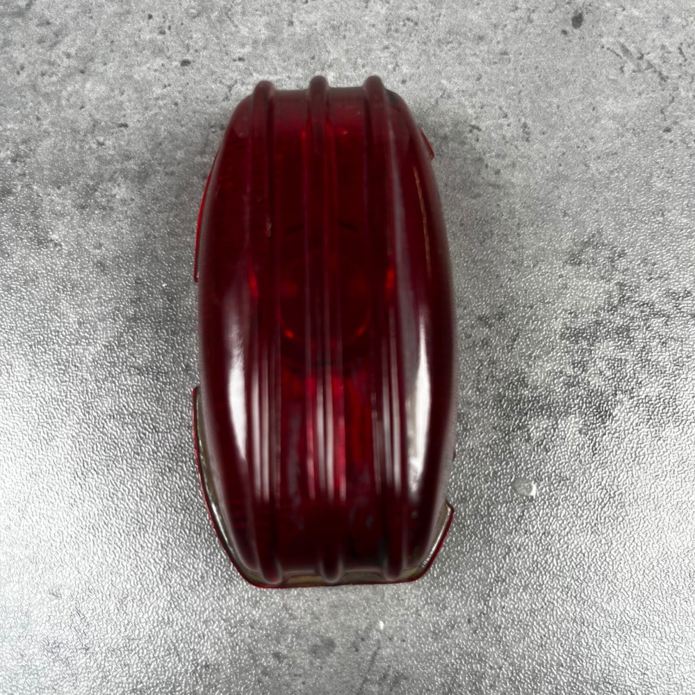 VTG Red Glass Ribbed Marker Light Lens Replacement for Antique Vehicle 3" x 1.5"